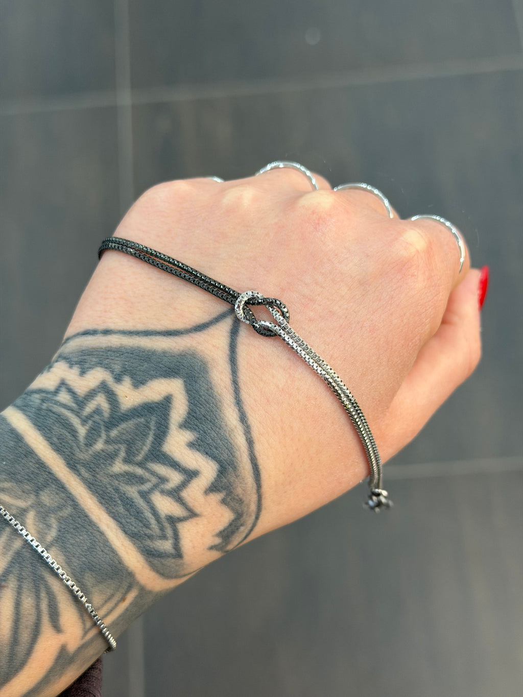 BRACCIALE LEGAME BLACK AND WHITE ARGENTO 925