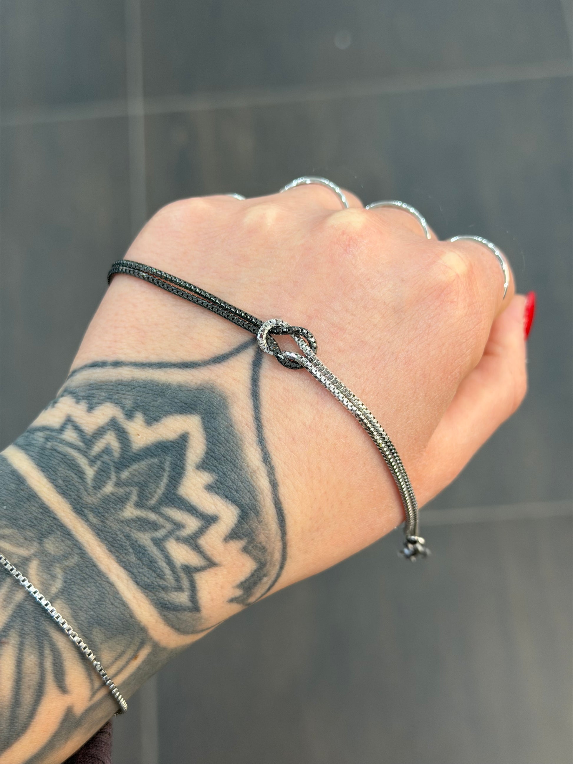 BRACCIALE LEGAME BLACK AND WHITE ARGENTO 925