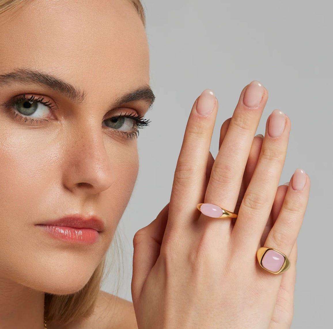 ANELLO QUARZO ROSA ARGENTO DORATO SOGNI