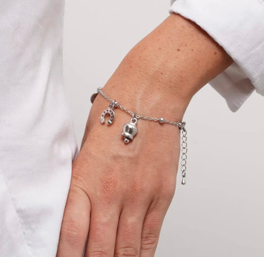BRACCIALE AMO CAPRI IN ACCIAIO CON CAMPANELLA E FERRO DI CAVALLO