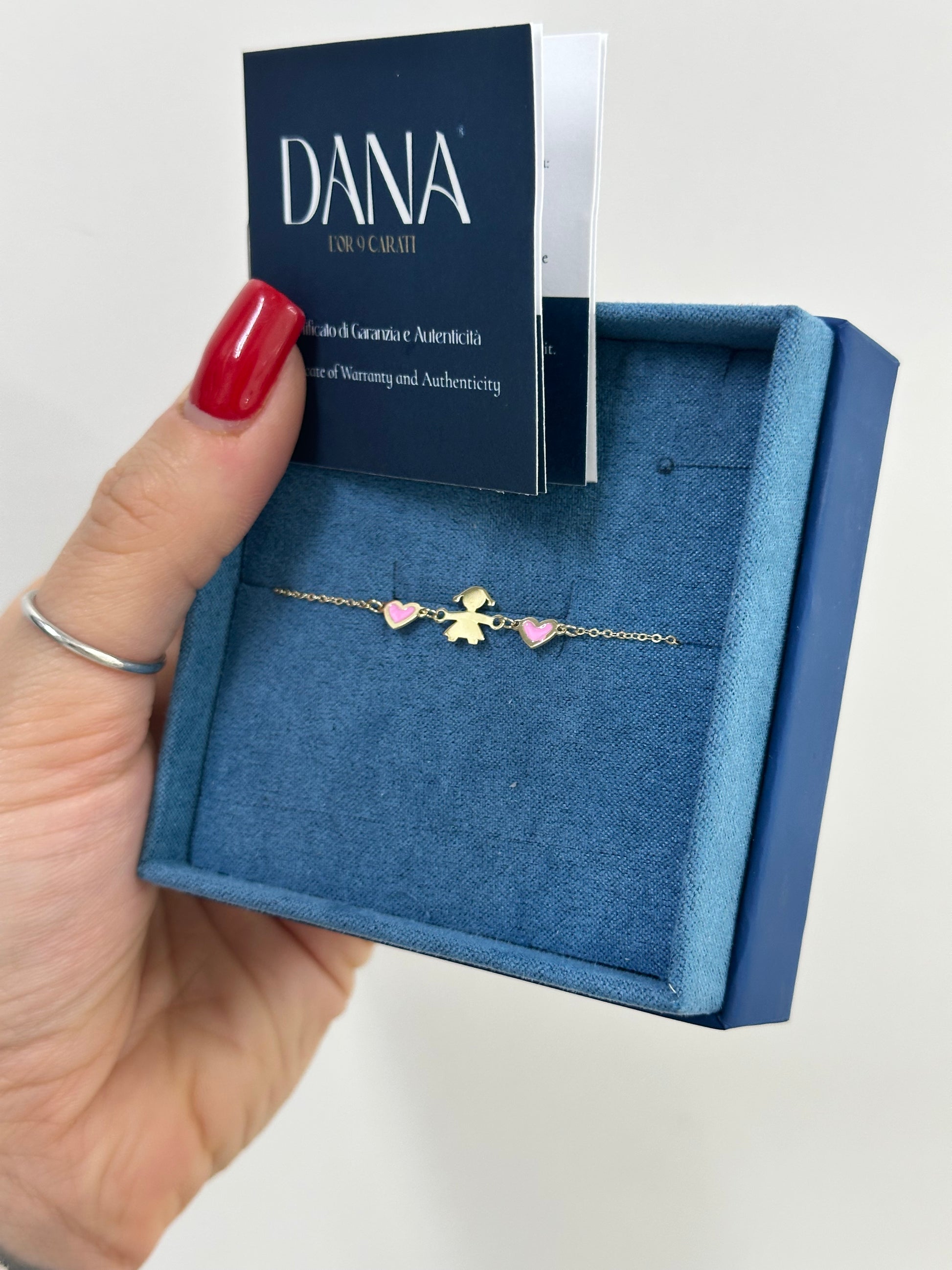 BRACCIALE BIMBA ORO 9 CARATI CON CUORICINI