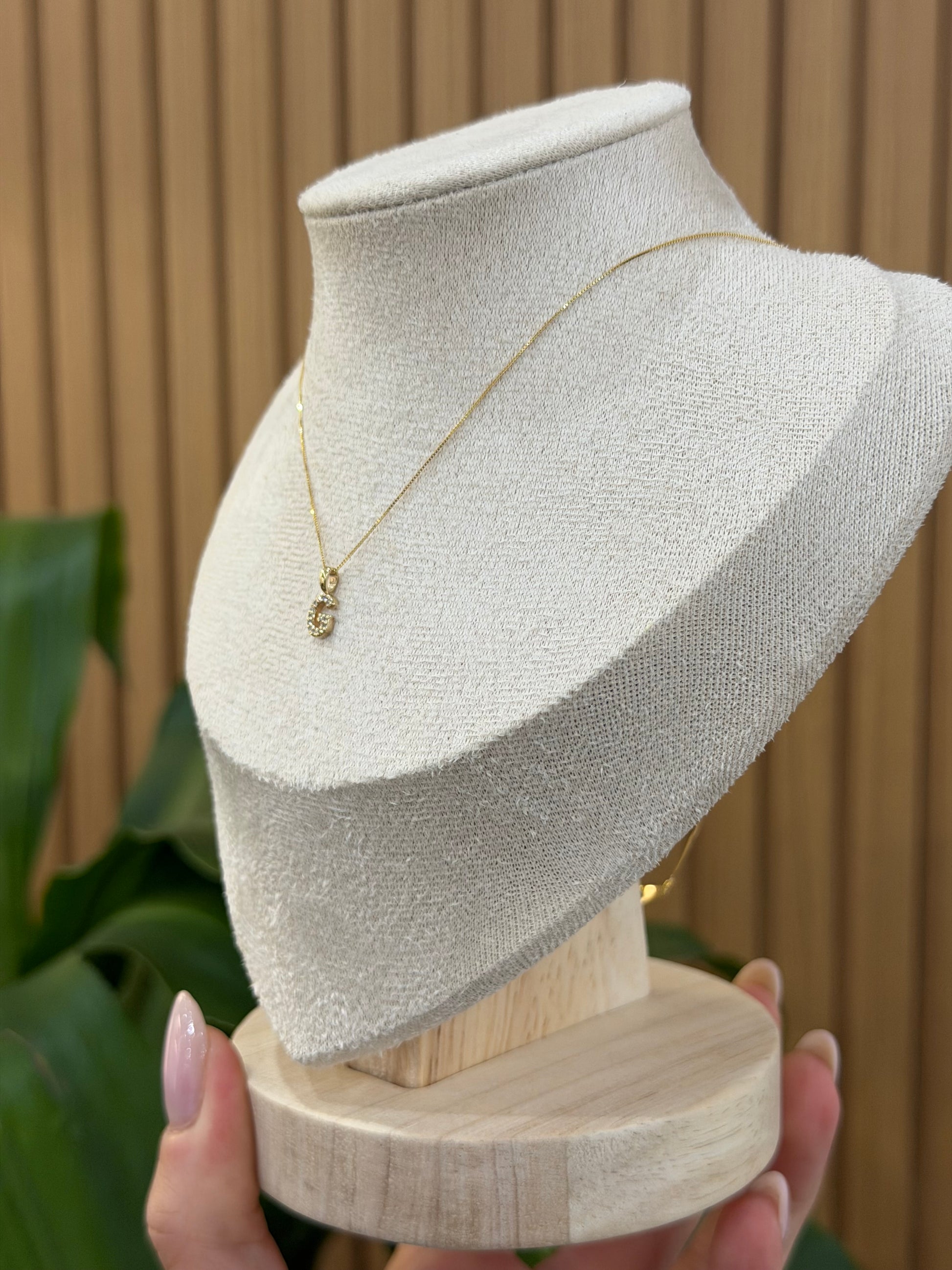 COLLANA INIZIALE G ORO 9 CARATI CON DIAMANTINI