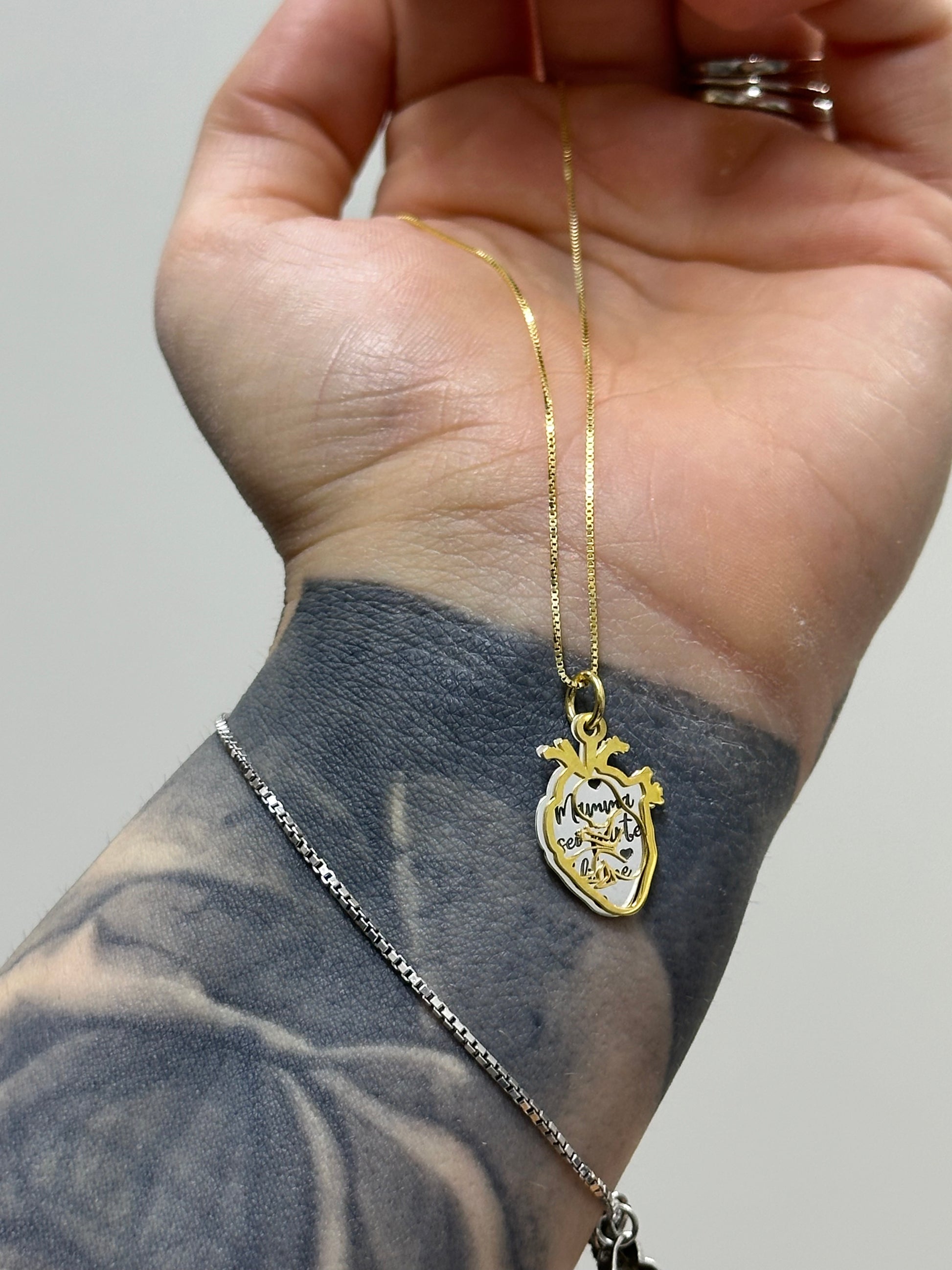 COLLANA CUORE ANATOMICO MAMMA SEI PARTE DI ME