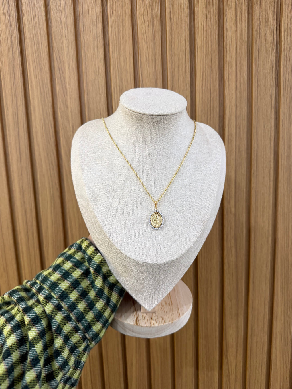 COLLANA ORO 18KT CON LASER E MADONNINA ZIRCONATA