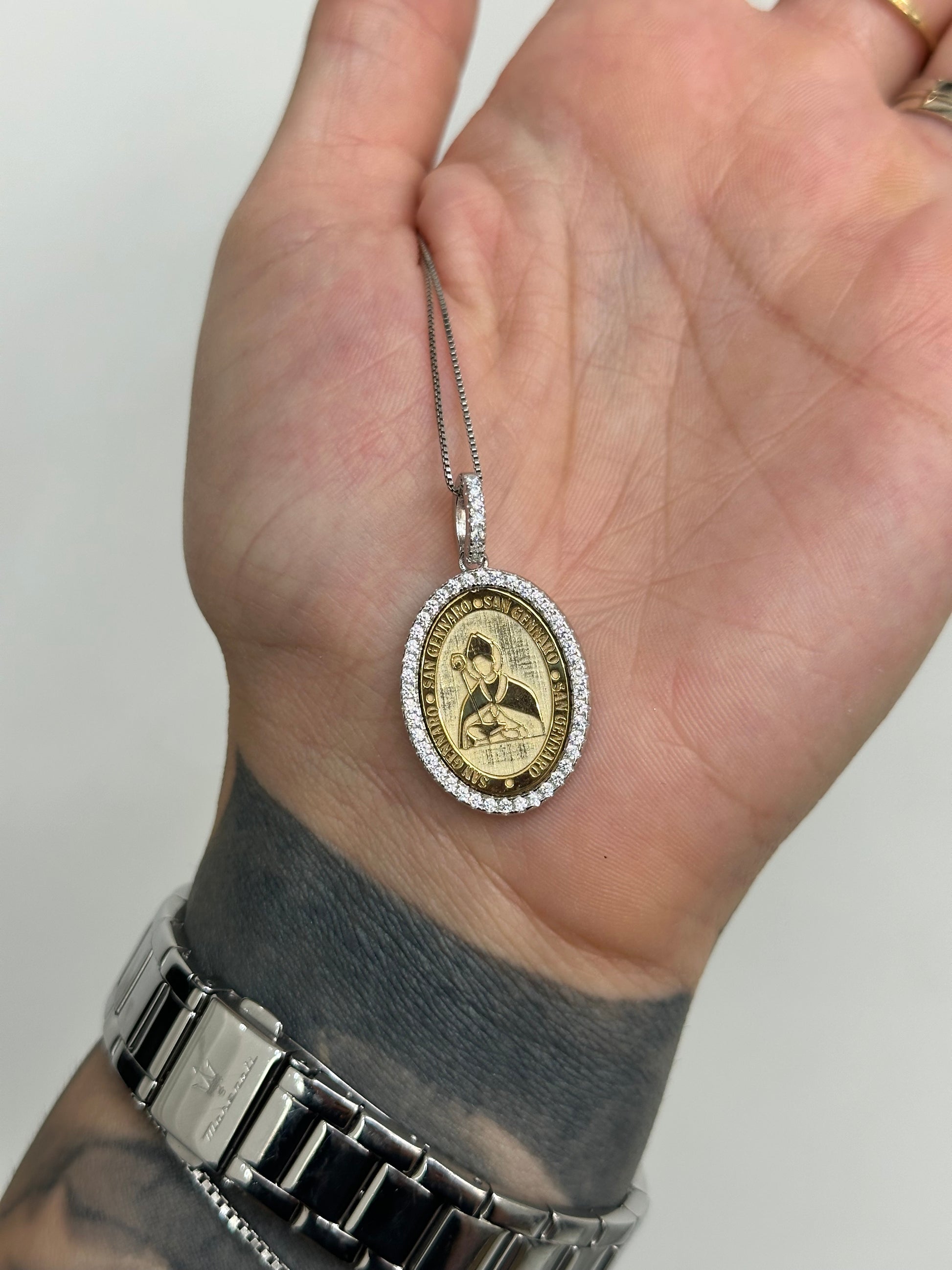 COLLANA MEDAGLIA SAN GENNARO ARGENTO 925