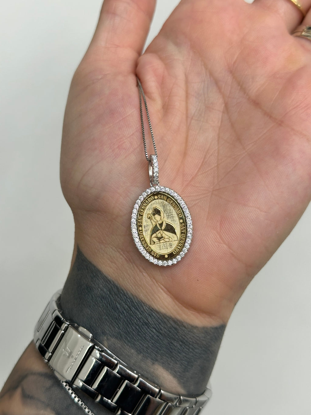 COLLANA MEDAGLIA SAN GENNARO ARGENTO 925