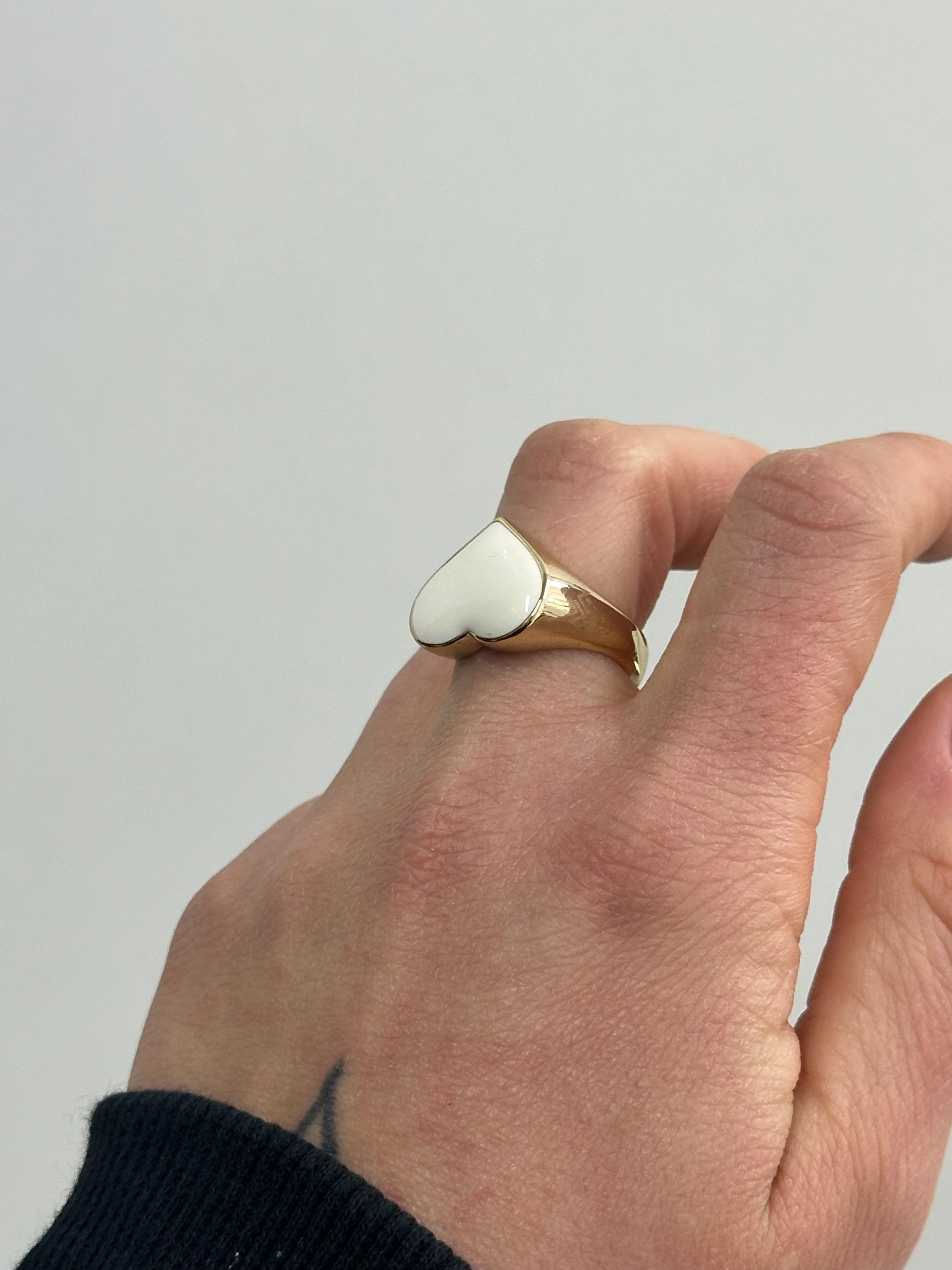 ANELLO CUORE SMALTATO BIANCO