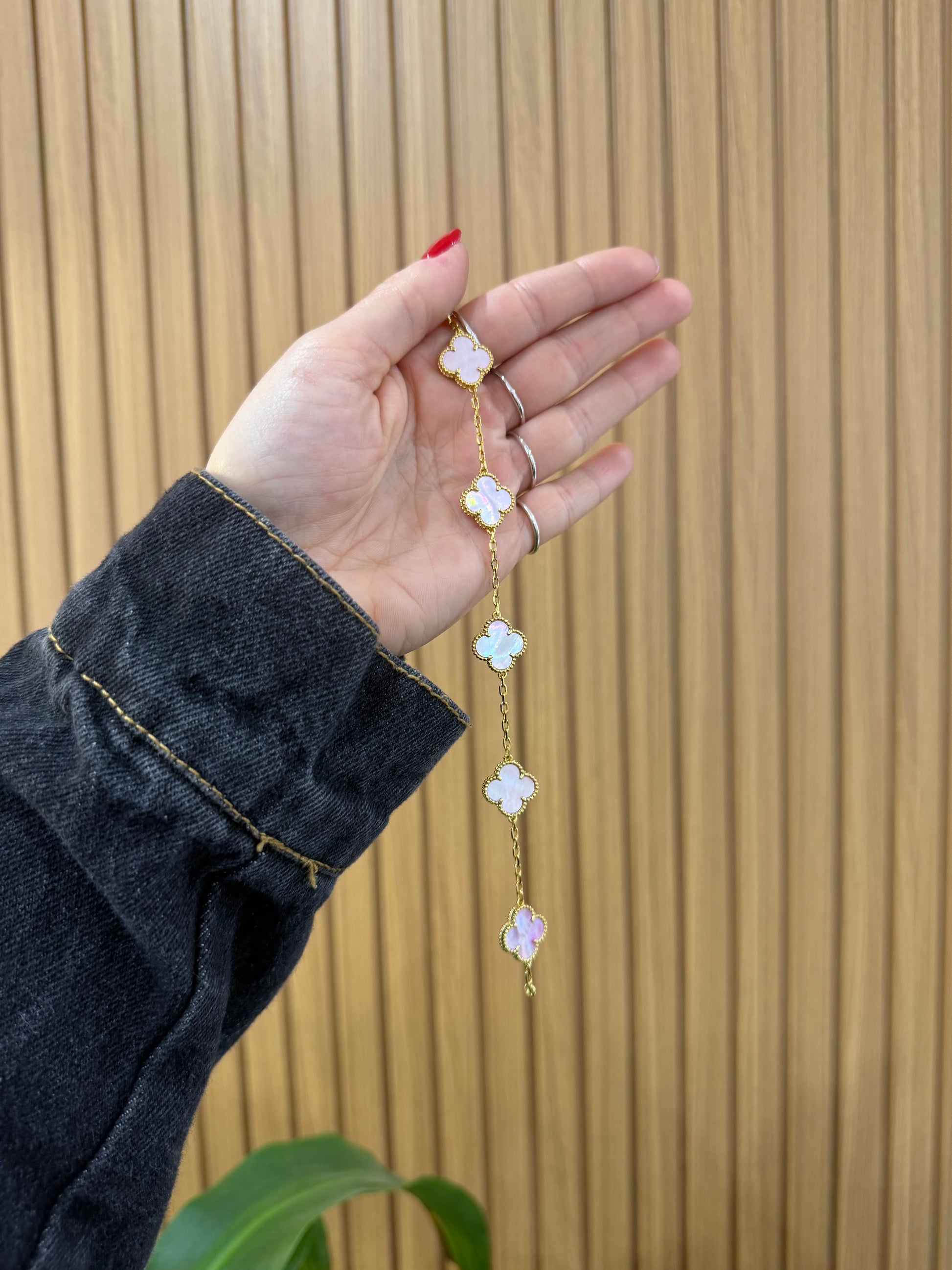 BRACCIALE QUADRIFOGLIO ROSA ARGENTO 925