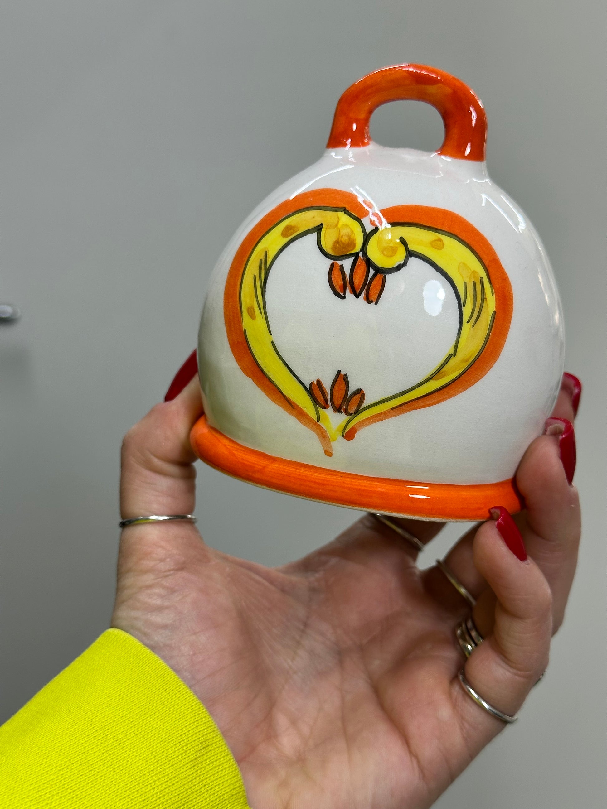 CAMPANELLA ARANCIONE CERAMICA DI CAPODIMONTE
