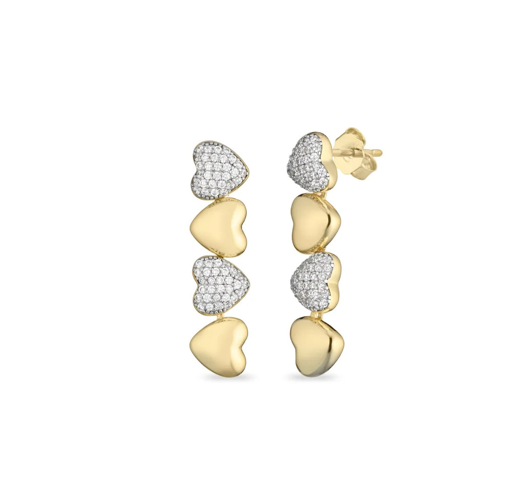 ORECCHINI LUNGHI CUORI ARGENTO DORATO SOGNI