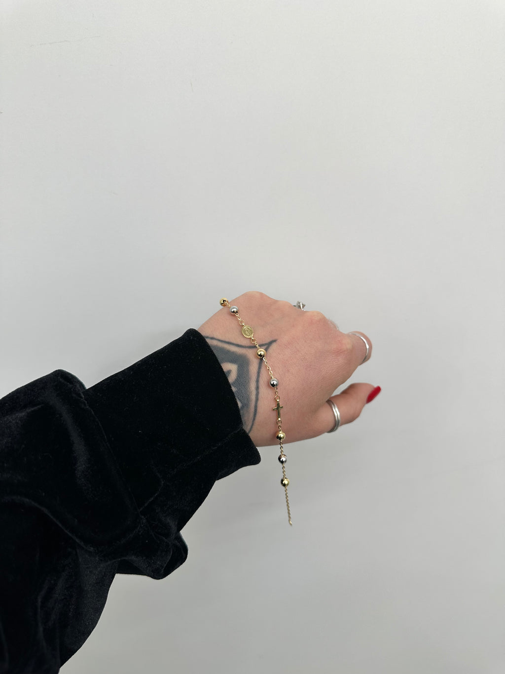 BRACCIALE ROSARIO BICOLORE ORO 18KT