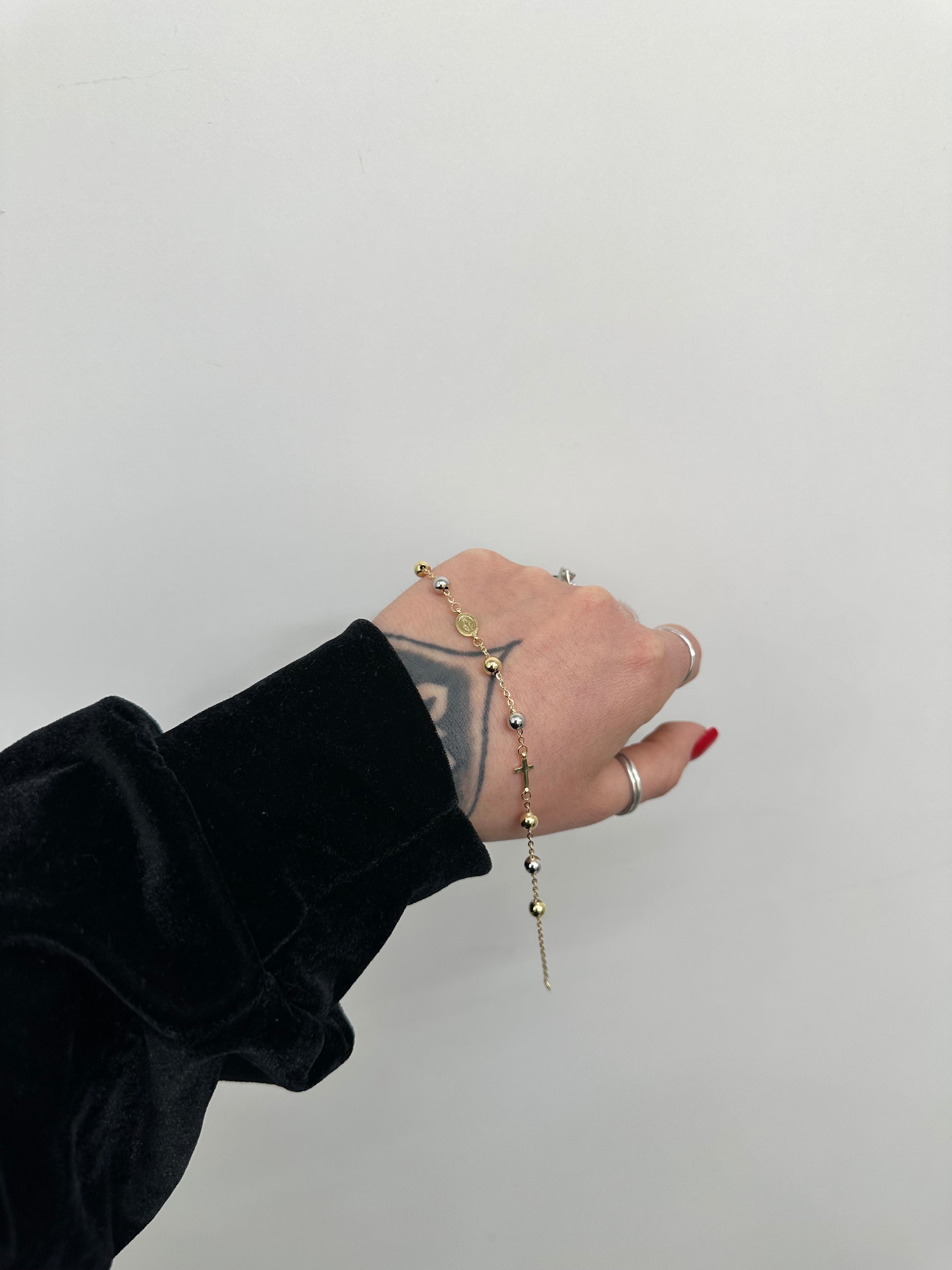 BRACCIALE ROSARIO BICOLORE ORO 18KT