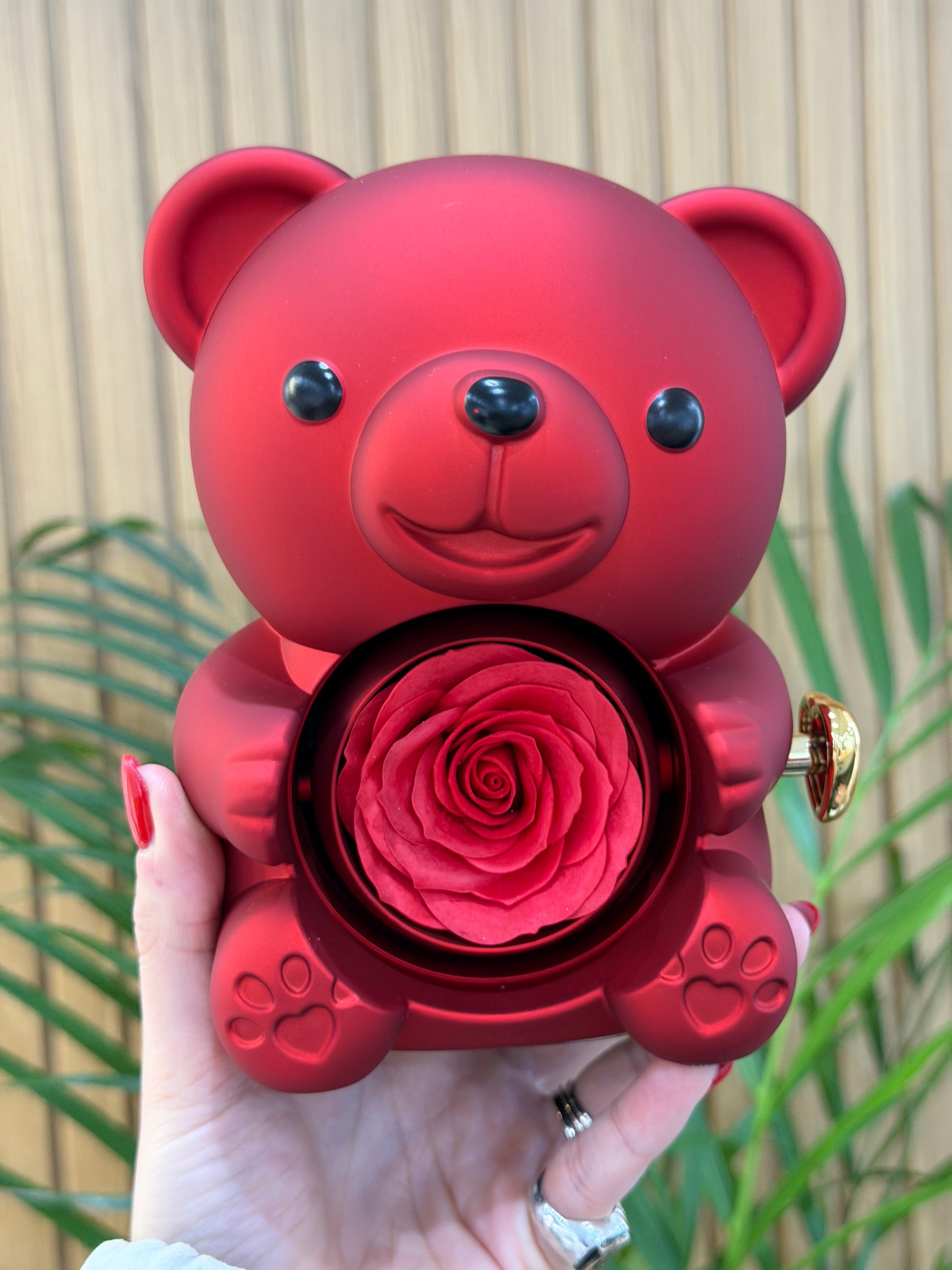 BOX TEDDY CON ANELLO 3 CUORI BLU ARGENTO 925