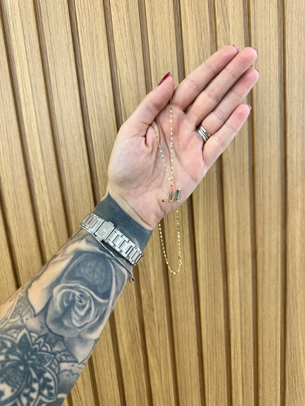 COLLANA SPECCHIATA CON INIZIALE ORO 18KT