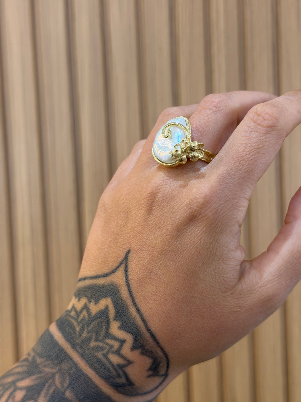 ANELLO FEDELE PERLA E FARFALLE ARGENTO 925