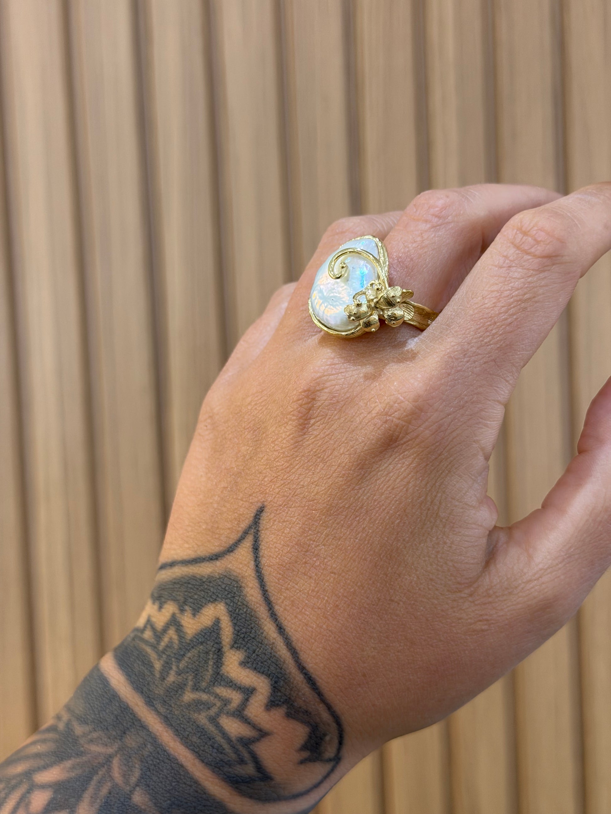 ANELLO FEDELE PERLA E FARFALLE ARGENTO 925