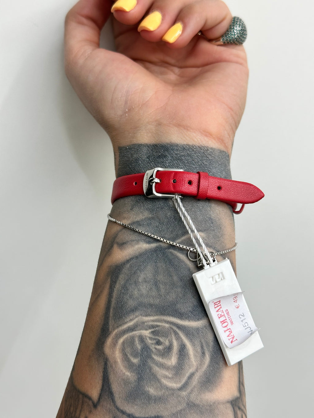 OROLOGIO NAJ-OLEARI CINTURINO IN PELLE ROSSO