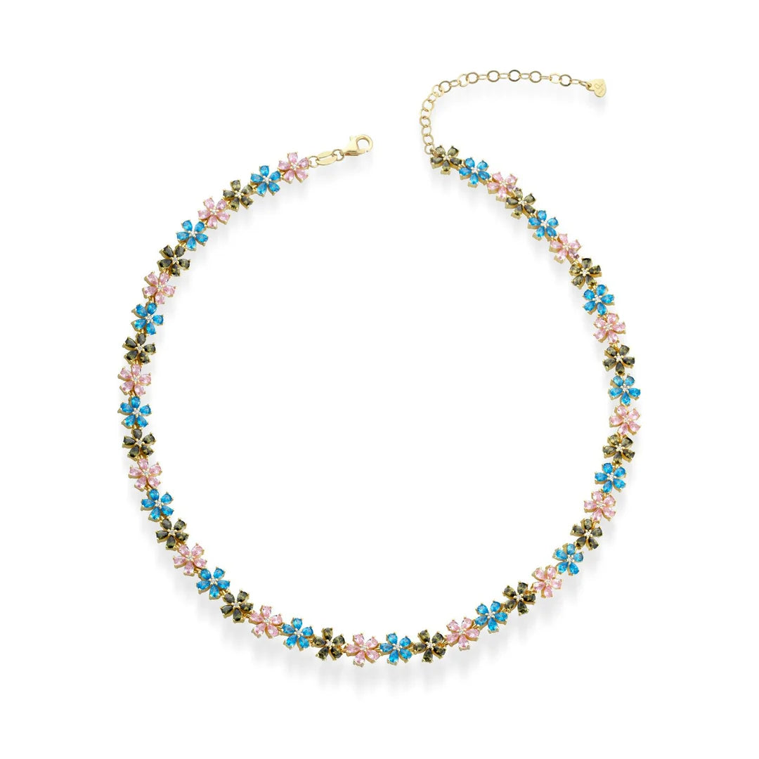 GIROCOLLO FIORI ZIRCONI MULTICOLOR LAURA P