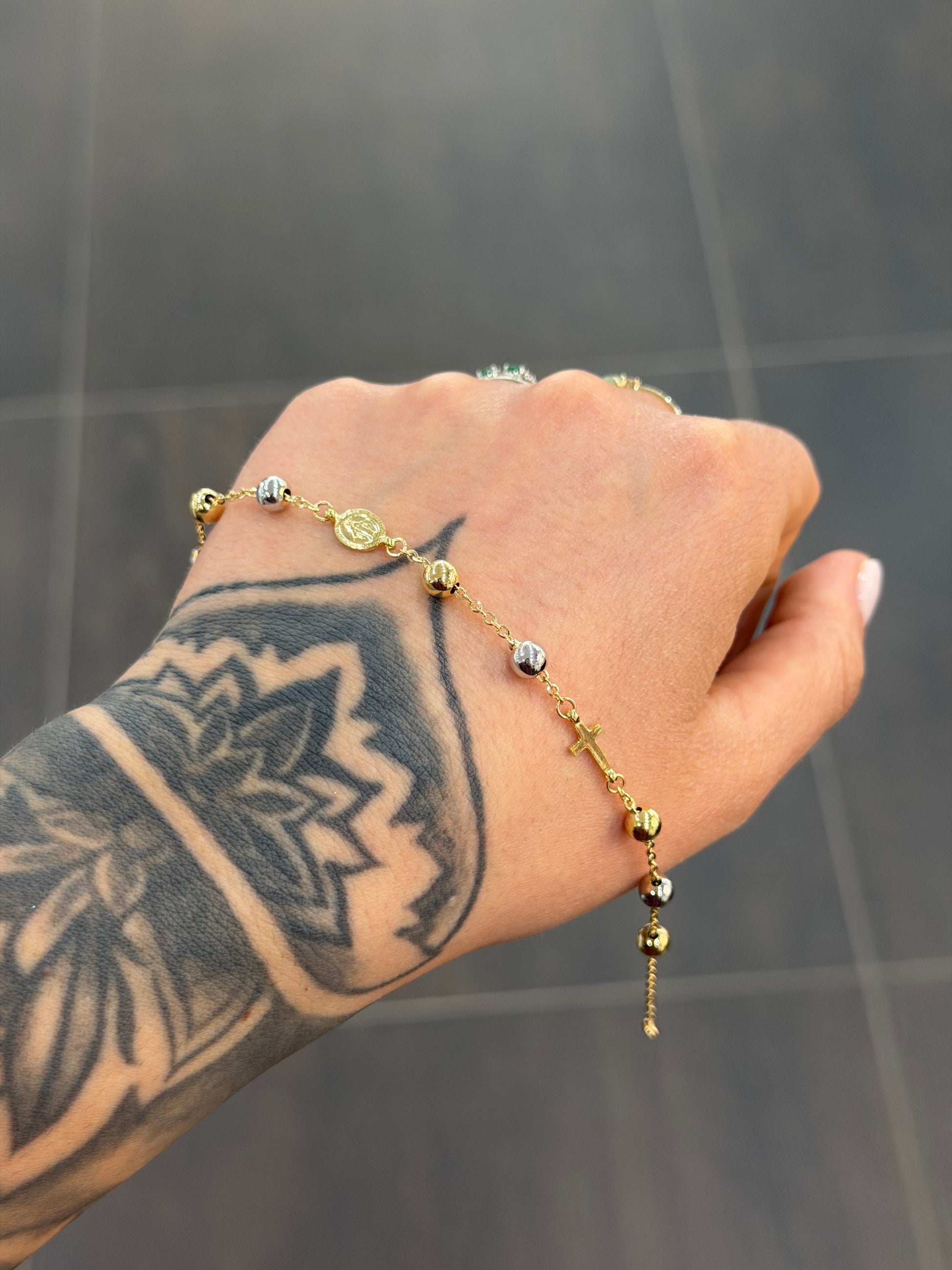 BRACCIALE ROSARIO ORO 18KT BICOLORE