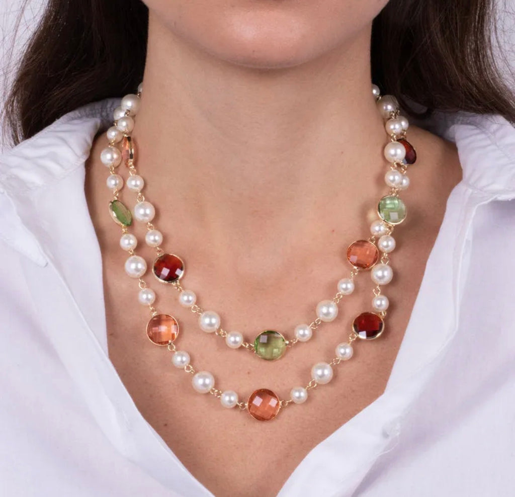 COLLANA AMO VENEZIA CON PERLE E CRISTALLI