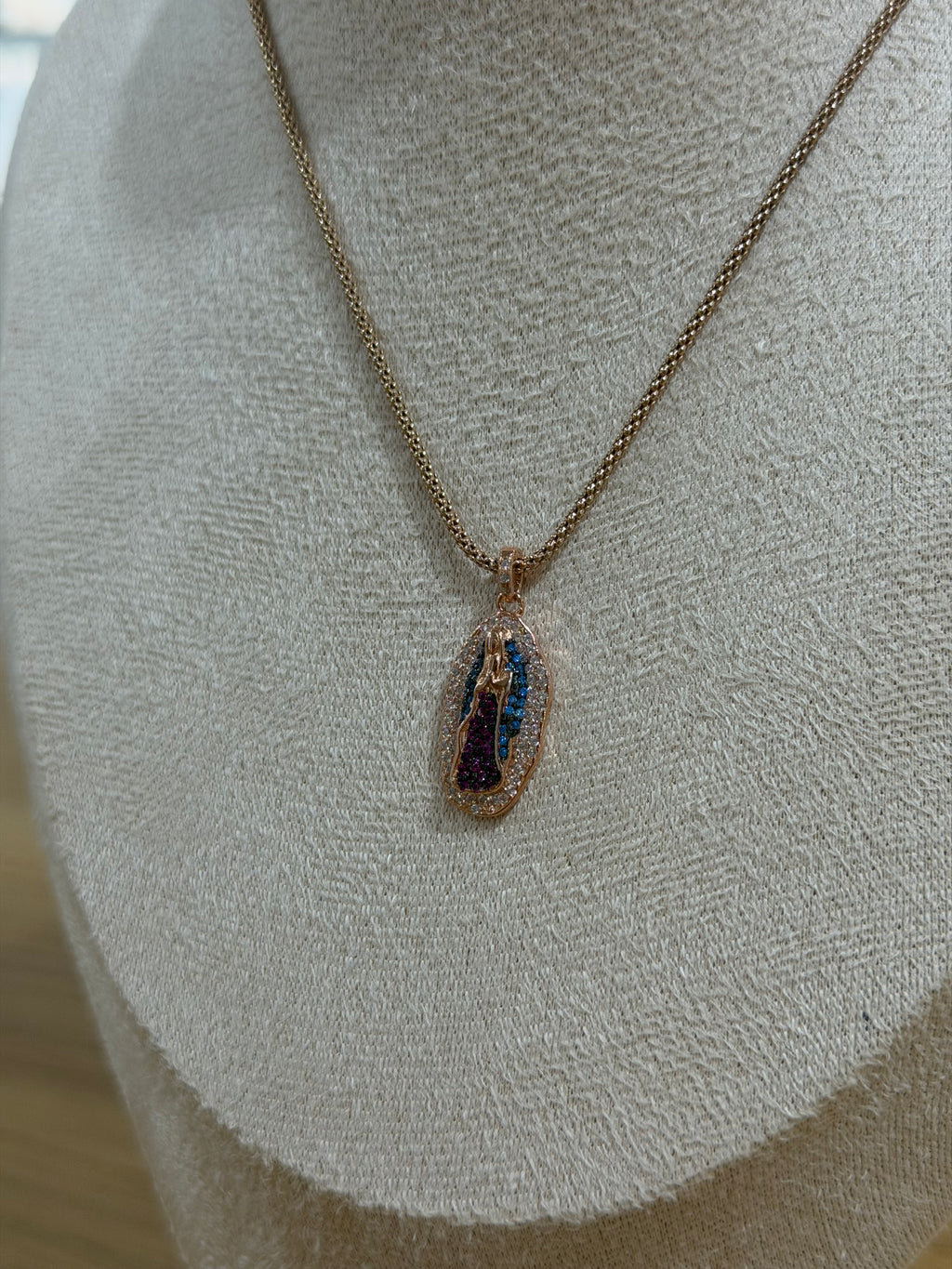 COLLANA MADONNA DI GUADALUPE ROSE GOLD ARGENTO 925