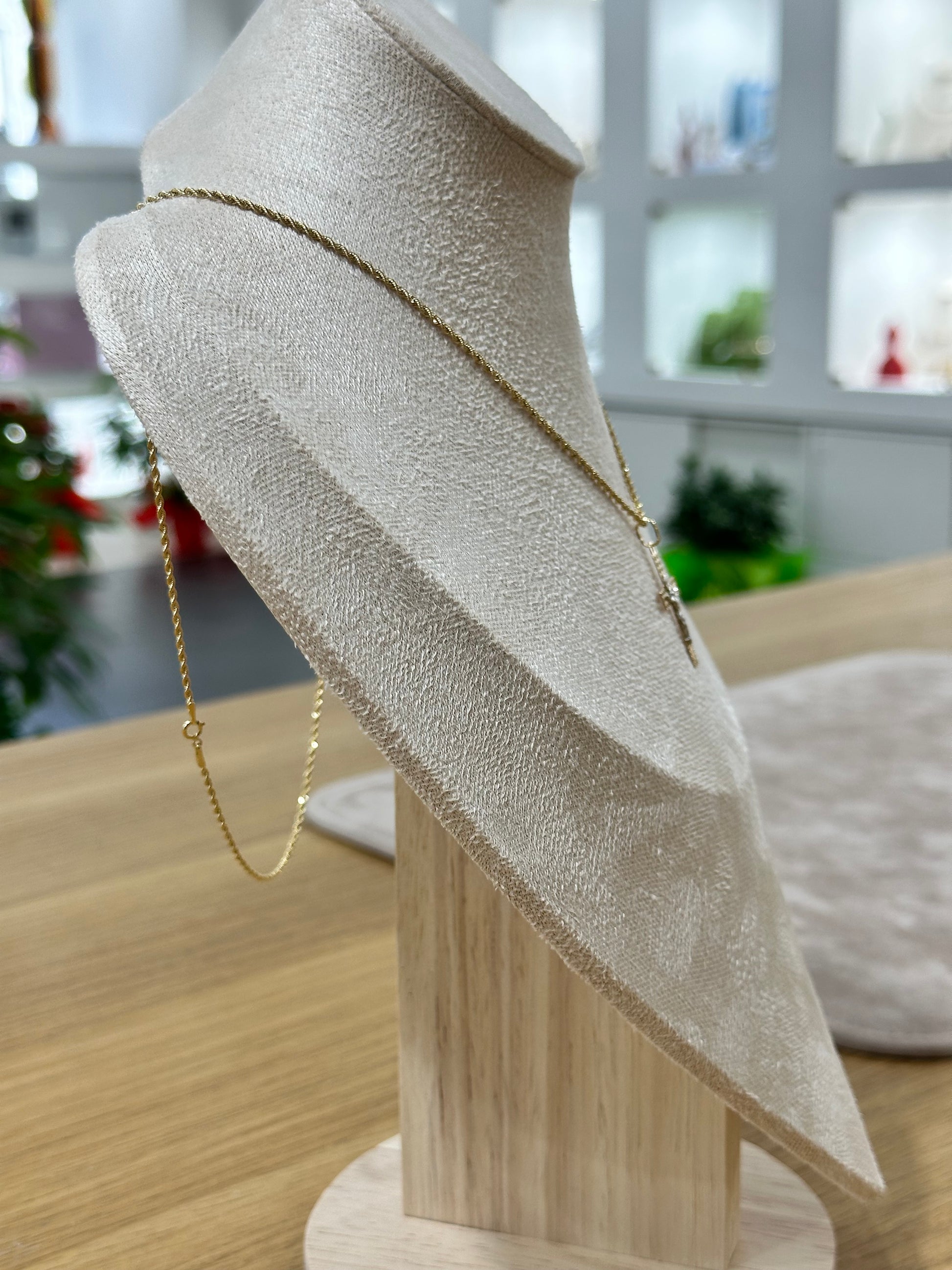 COLLANA LASER ORO 18KT CON CROCE BICOLORE