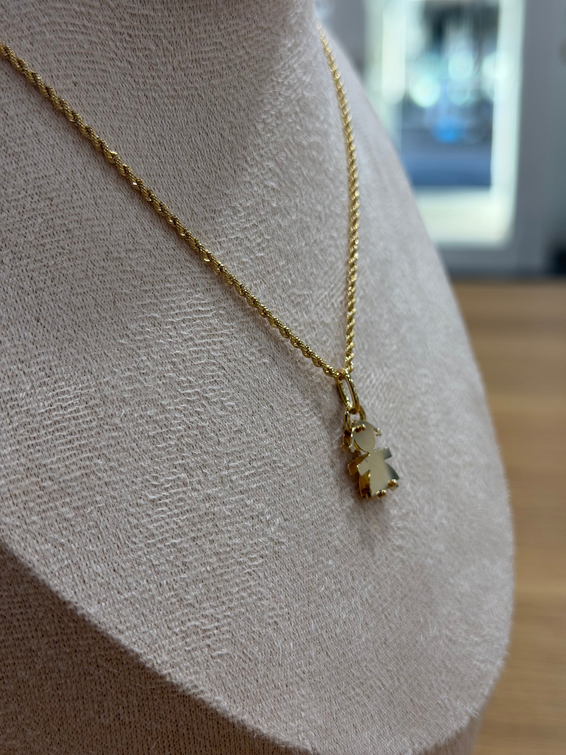 COLLANA ORO 18KT LASER CON BIMBA