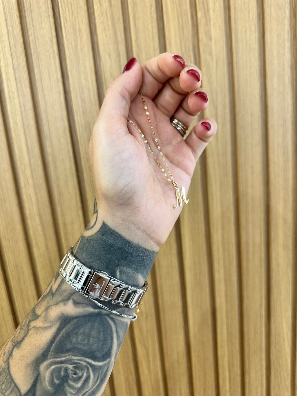 COLLANA SPECCHIATA CON INIZIALE ORO 18KT