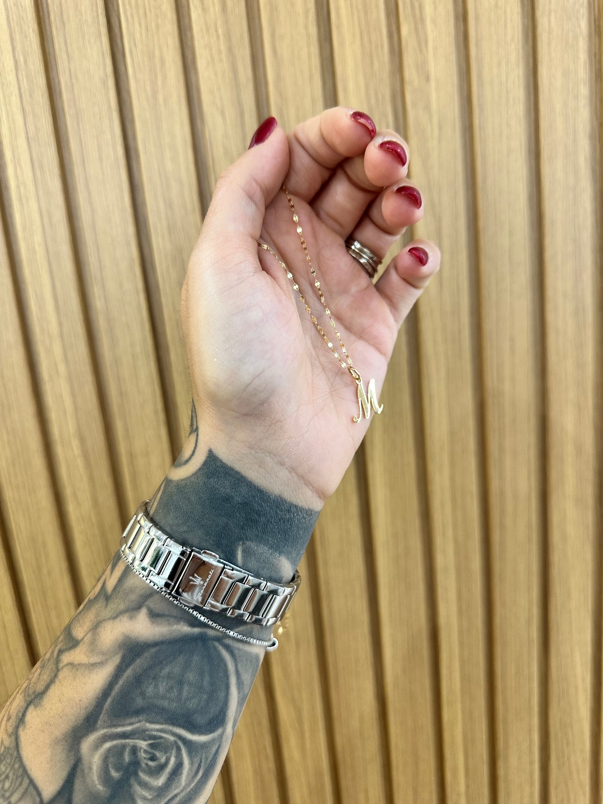 COLLANA SPECCHIATA CON INIZIALE ORO 18KT