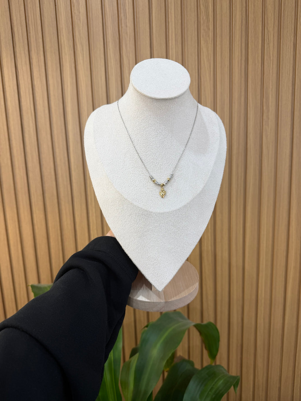 COLLANA CUORE SACRO BICOLORE ARGENTO 925