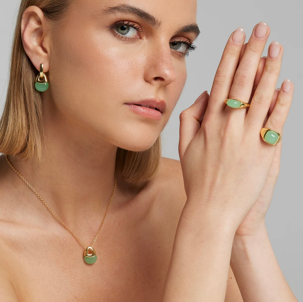 COLLANA QUARZO VERDE MENTA ARGENTO DORATO SOGNI