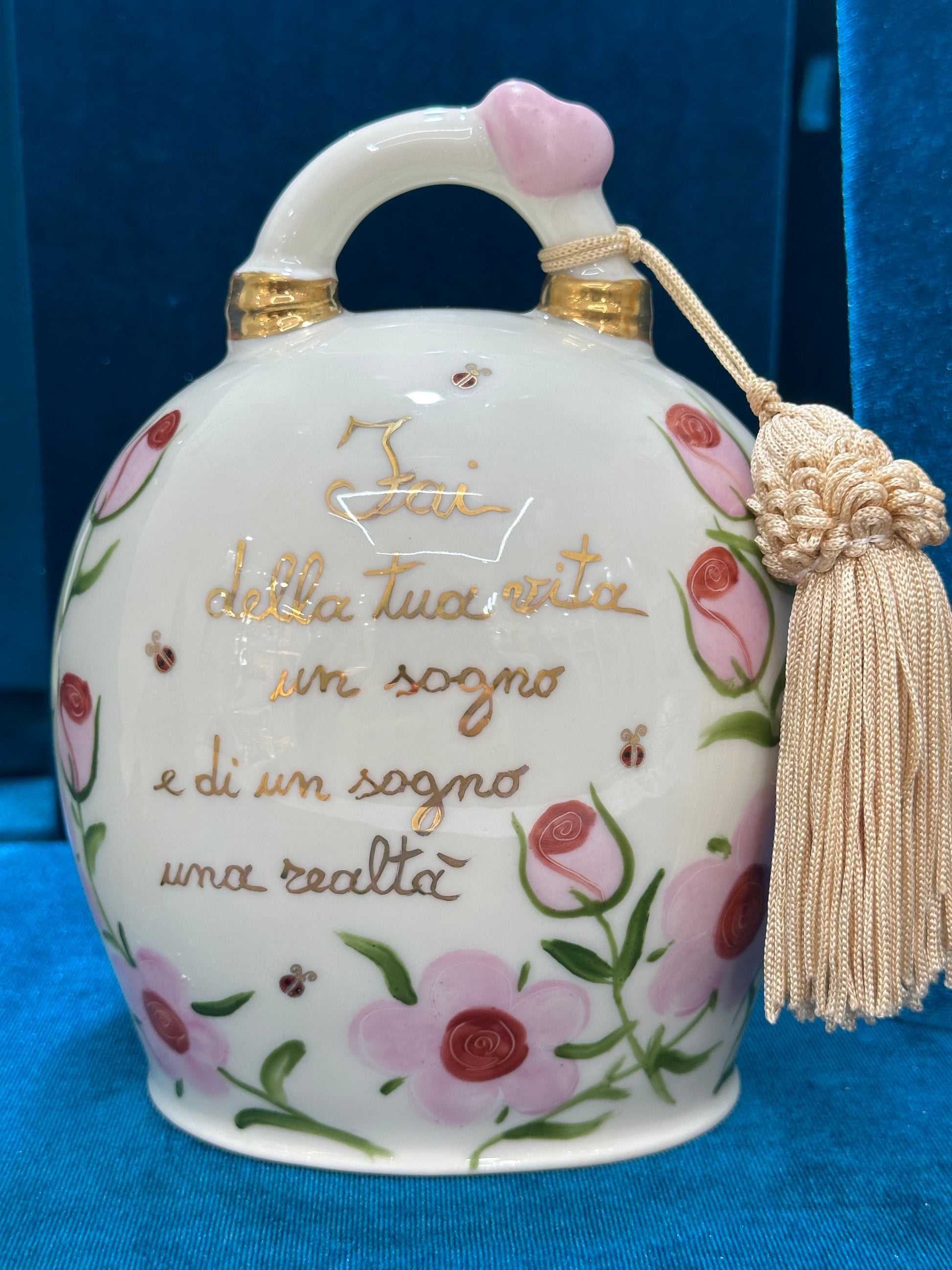 CAMPANA IN CERAMICA DI CAPODIMONTE FRASE SOGNO
