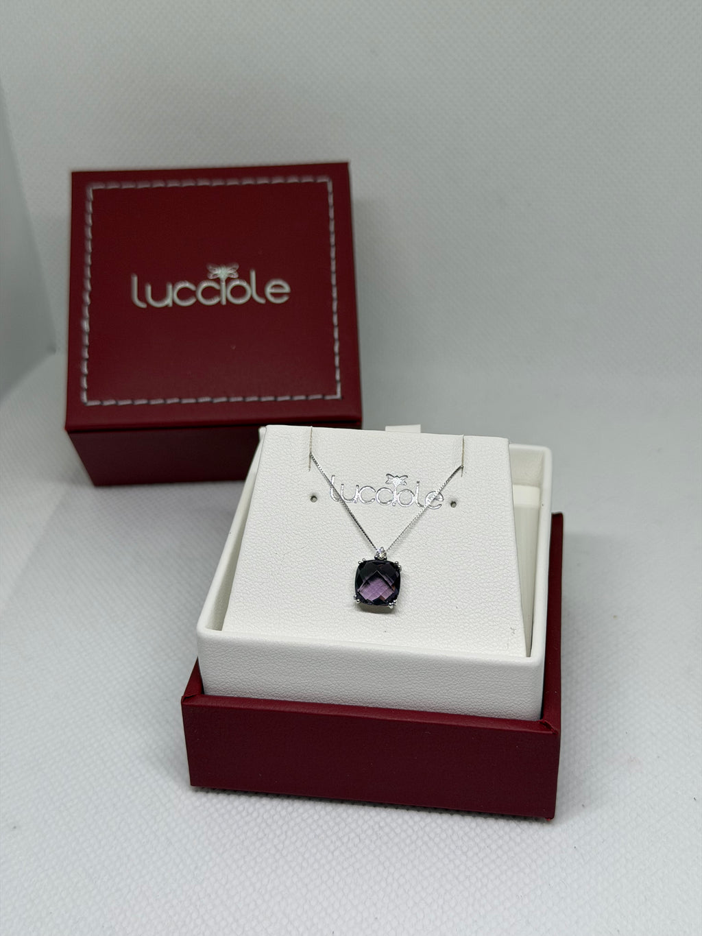 COLLANA LUCCIOLE ORO 9 CARATI CON AMETISTA E DIAMANTINO