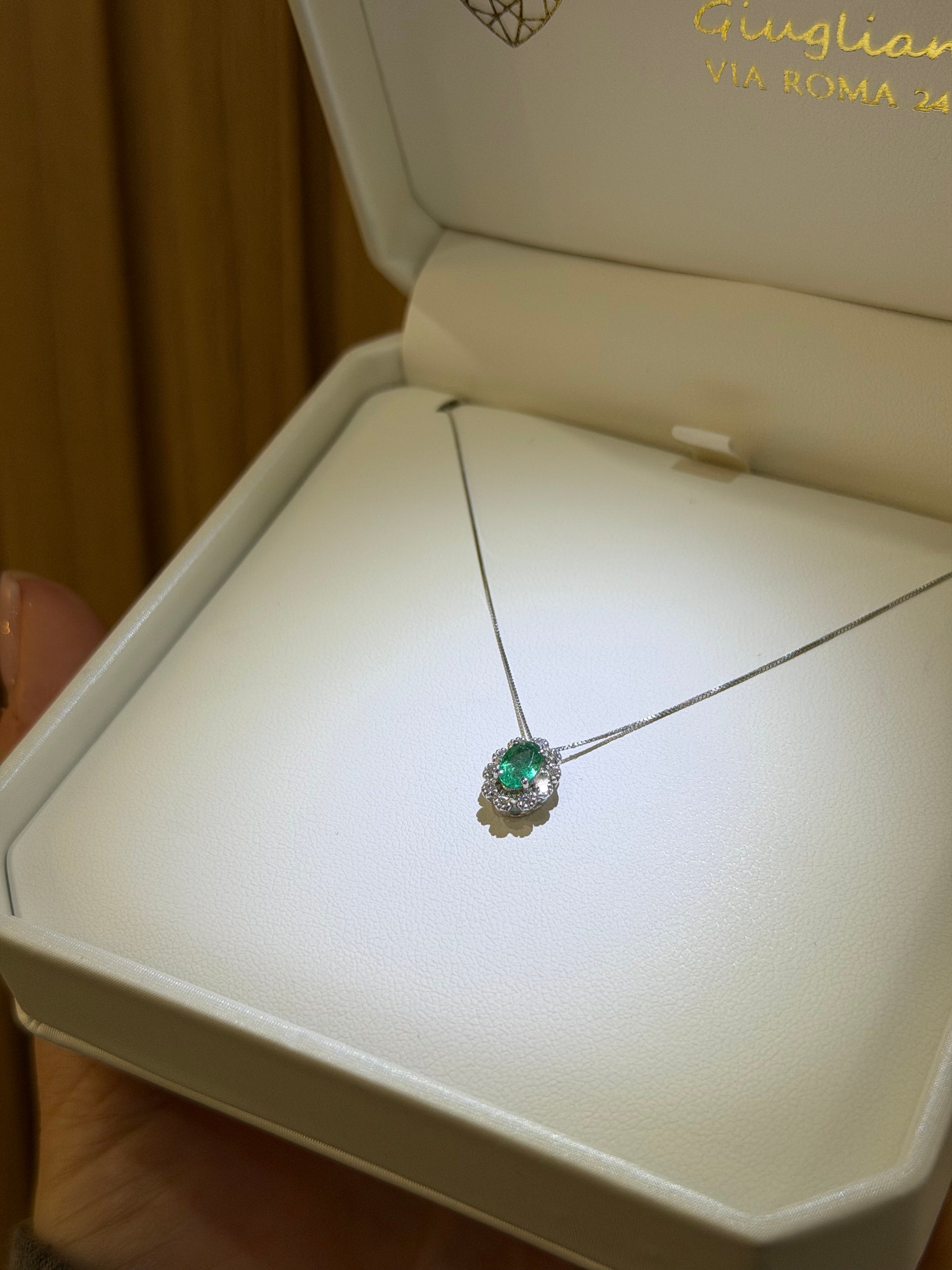 COLLANA KATE ORO 18KT CON DIAMANTI E SMERALDO