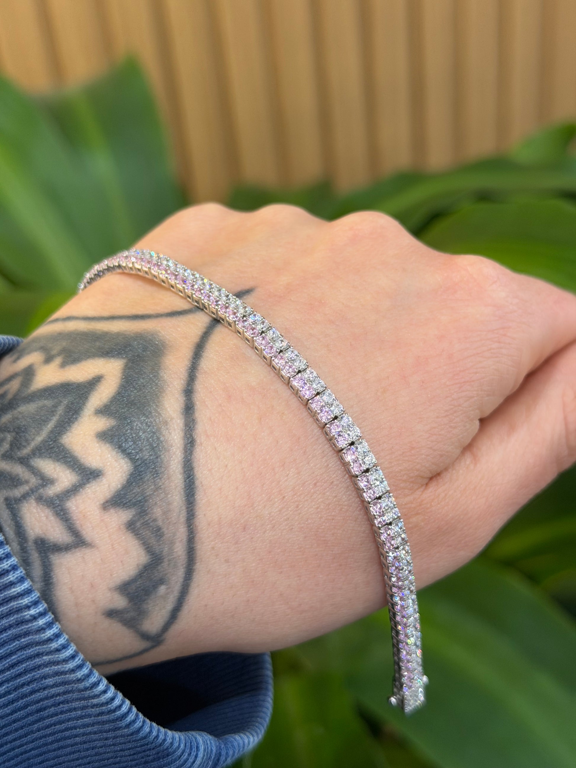 BRACCIALE TENNIS DOUBLE COLORS ARGENTO 925