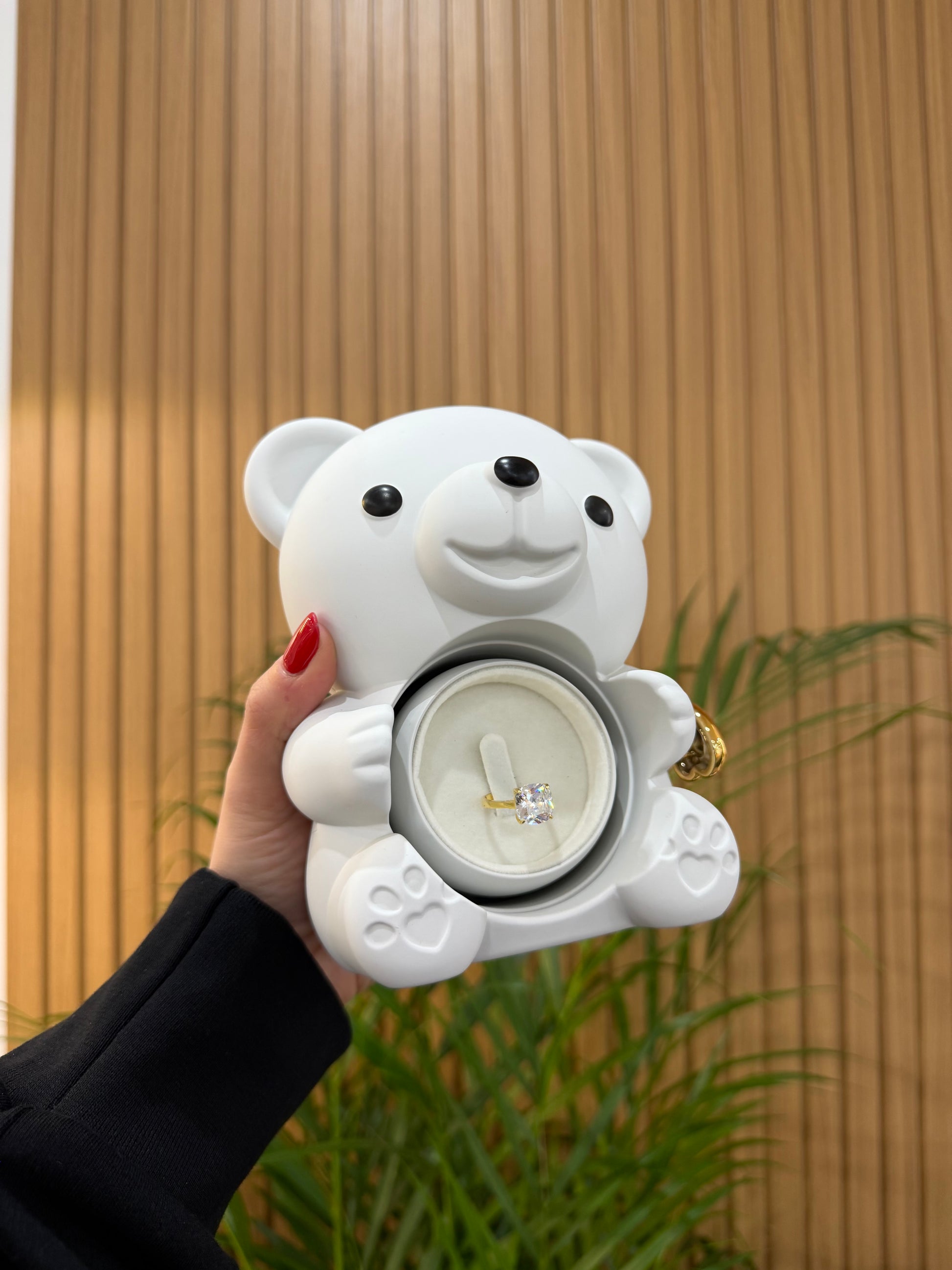 BOX TEDDY BIANCO CON ANELLO REINA ARGENTO 925 DORATO