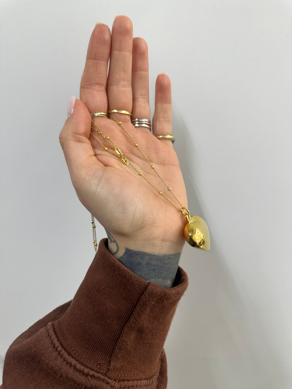 COLLANA CUORE BOMBATO ARGENTO 925