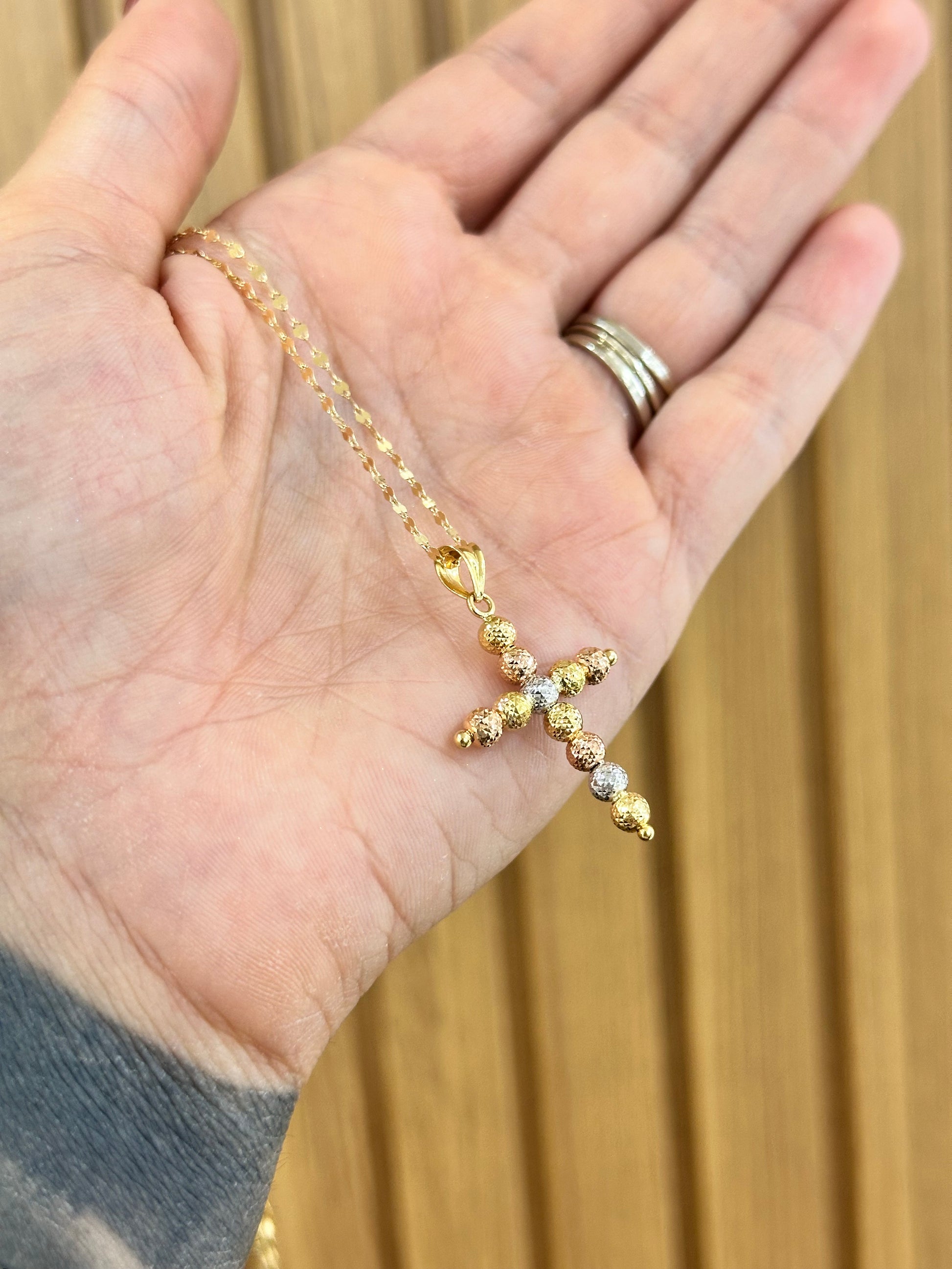 COLLANA SPECCHIATA CON CROCE MILLE LUCI ORO 18KT