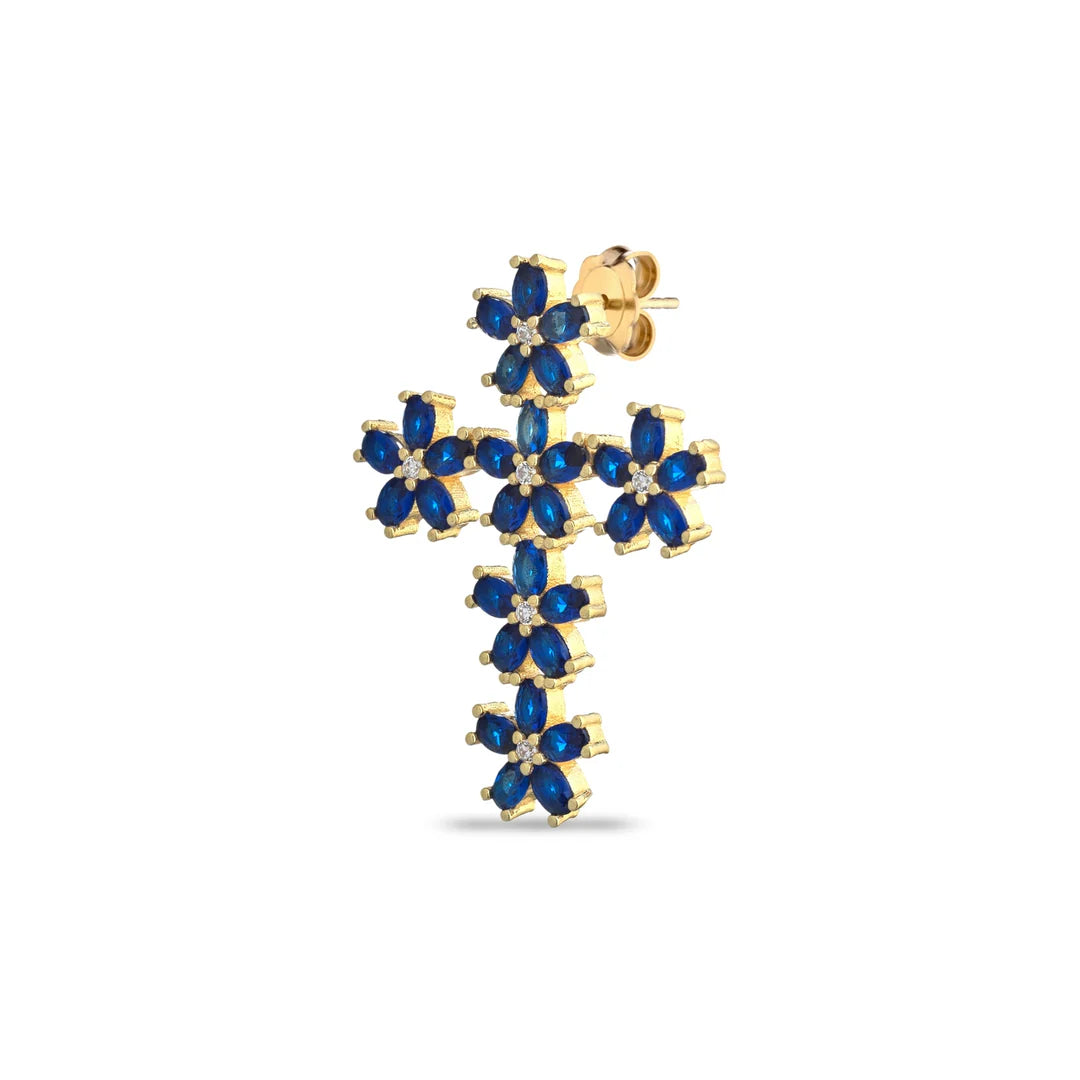 ORECCHINO CROCE FIORE BLU LAURA P