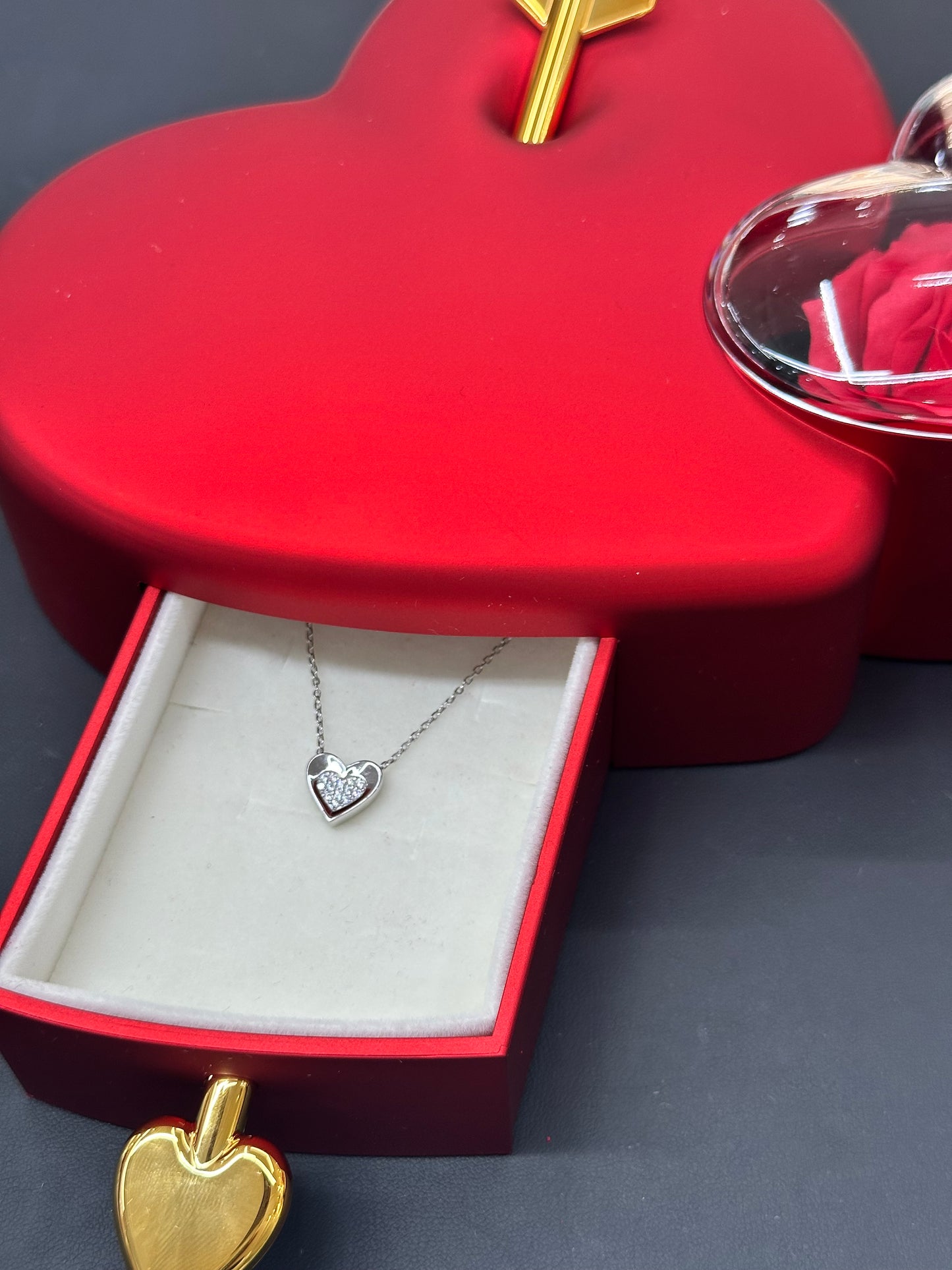 BOX CUPIDO CON COLLANA CUORICINO ZIRCONATO IN ARGENTO 925