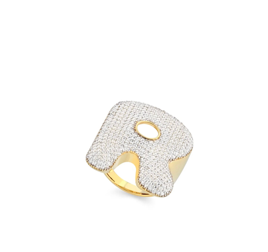 ANELLO LETTERA R ARGENTO DORATO SOGNI