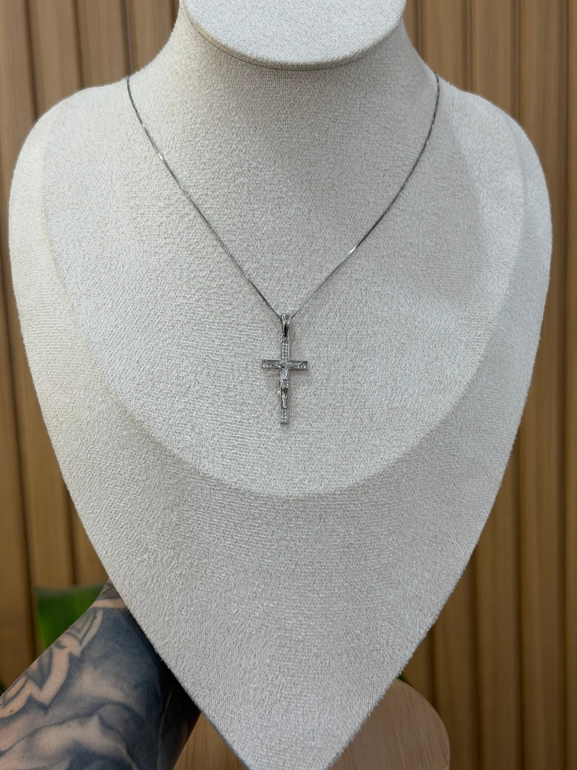 COLLANA CROCE BASIC ZIRCONATA ARGENTO 925