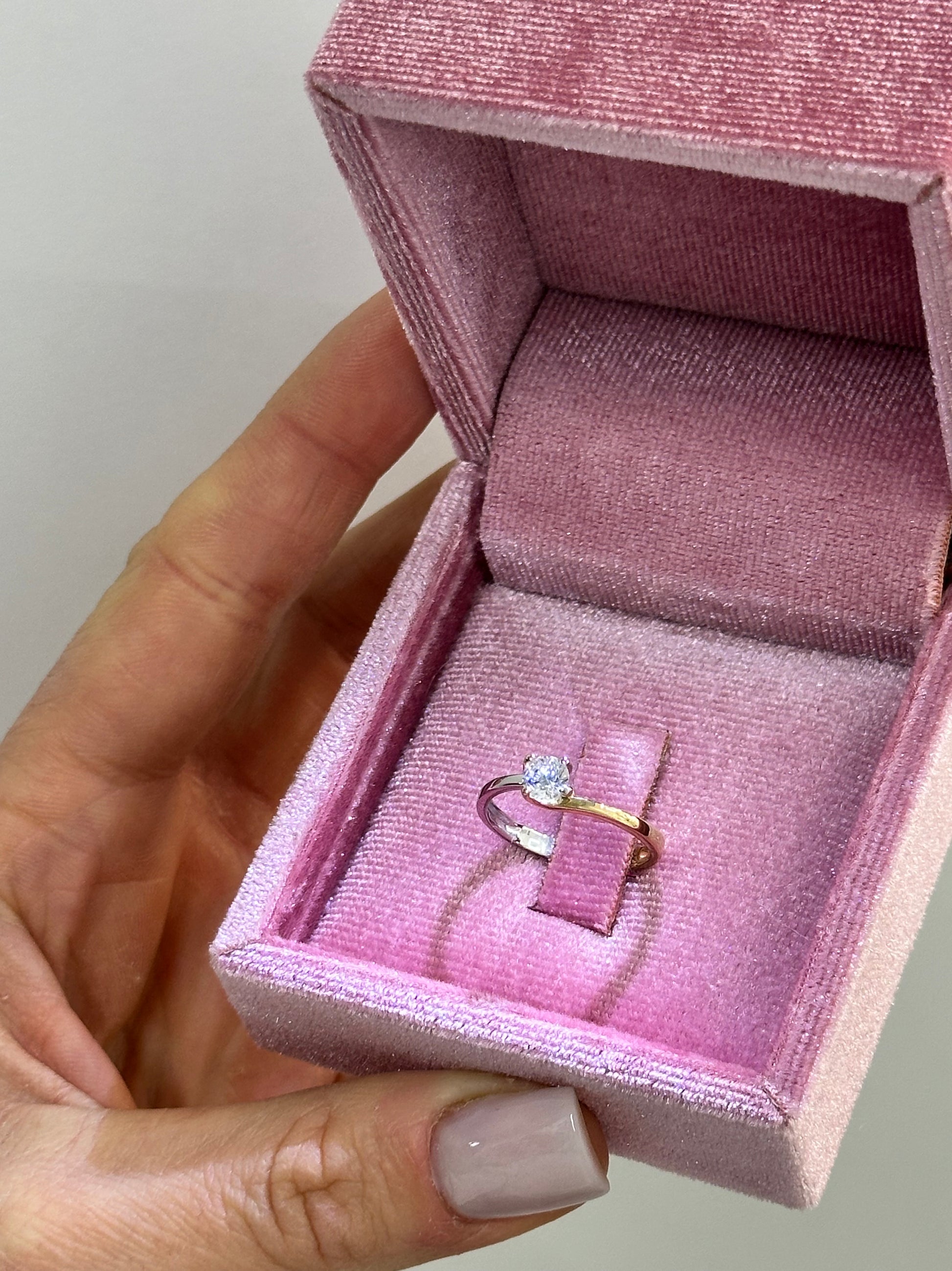 ANELLO SOLITARIO BICOLORE ORO 18KT