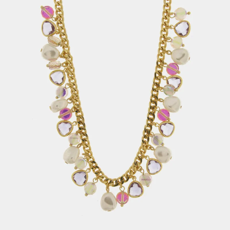 COLLANA AMO VENEZIA CRISTALLI ROSA E PERLE