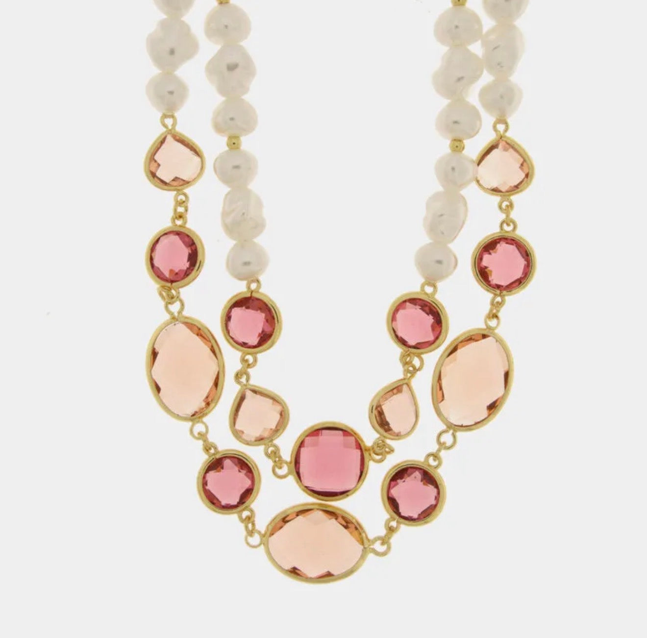 COLLANA MULTIFILO CRISTALLI ROSA AMO VENEZIA