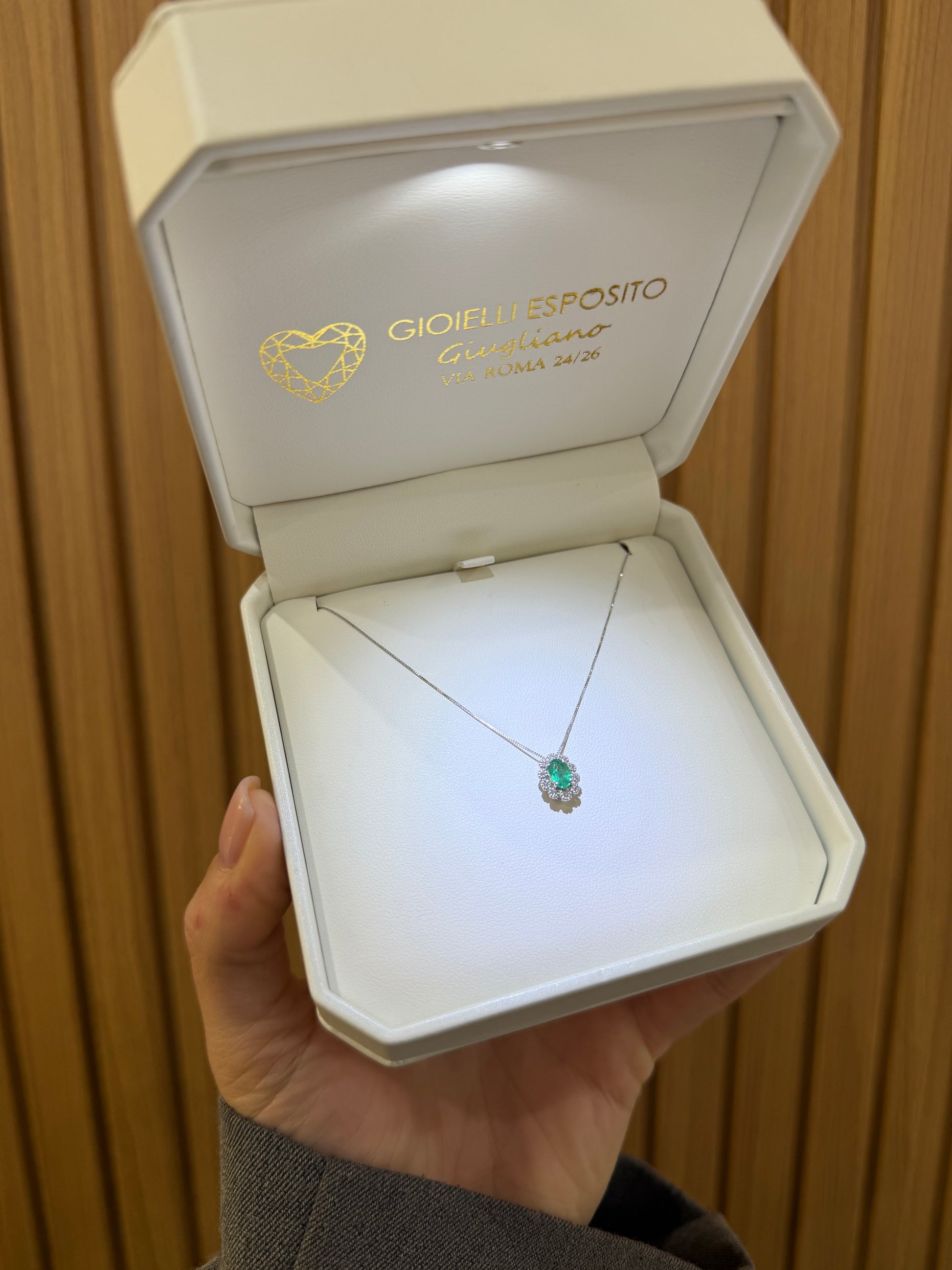 COLLANA KATE ORO 18KT CON DIAMANTI E SMERALDO