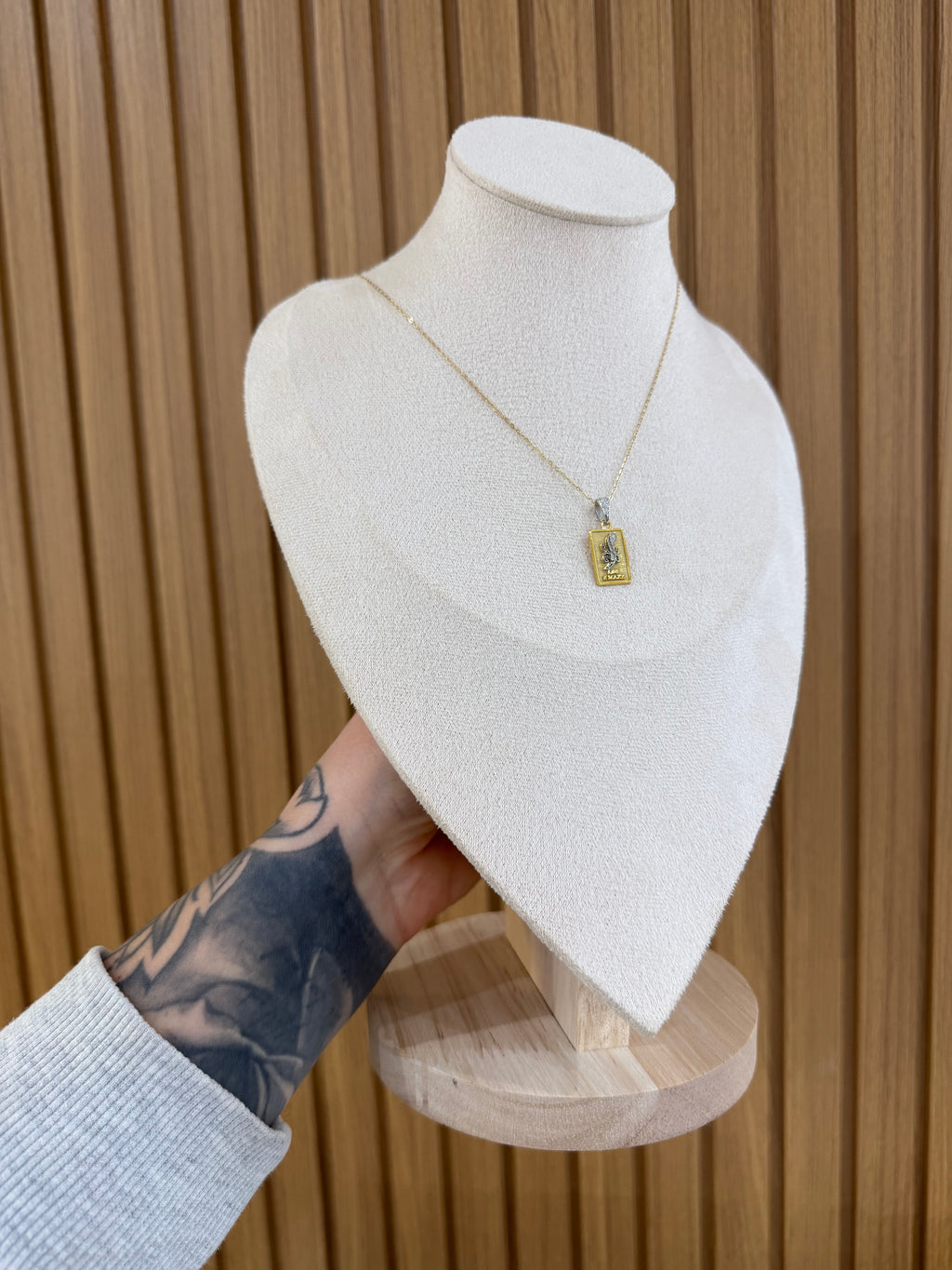 COLLANA MEDAGLIETTA ASSO DI BASTONI ARGENTO 925