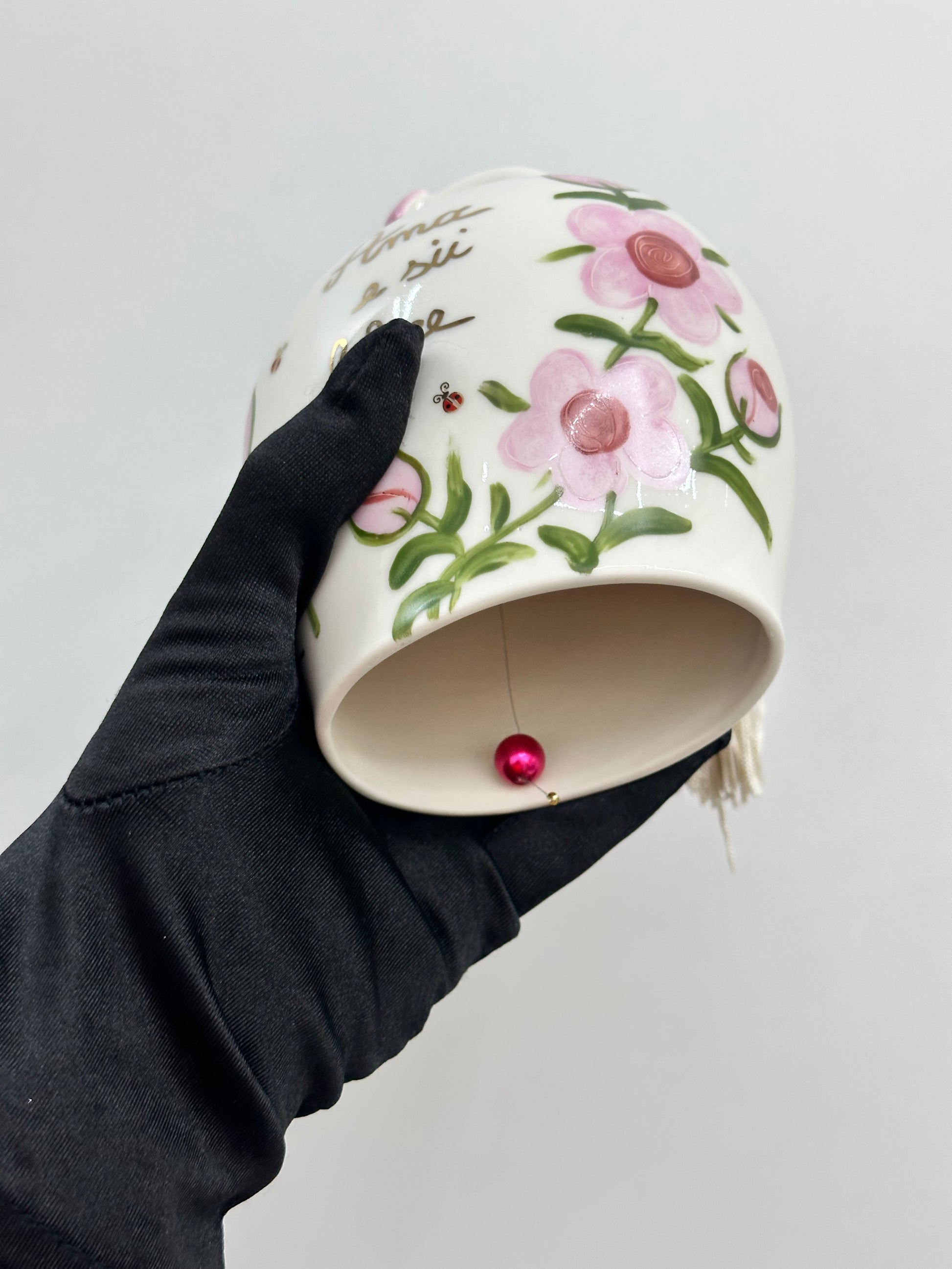CAMPANA CERAMICA DI CAPODIMONTE AMA E SII FELICE