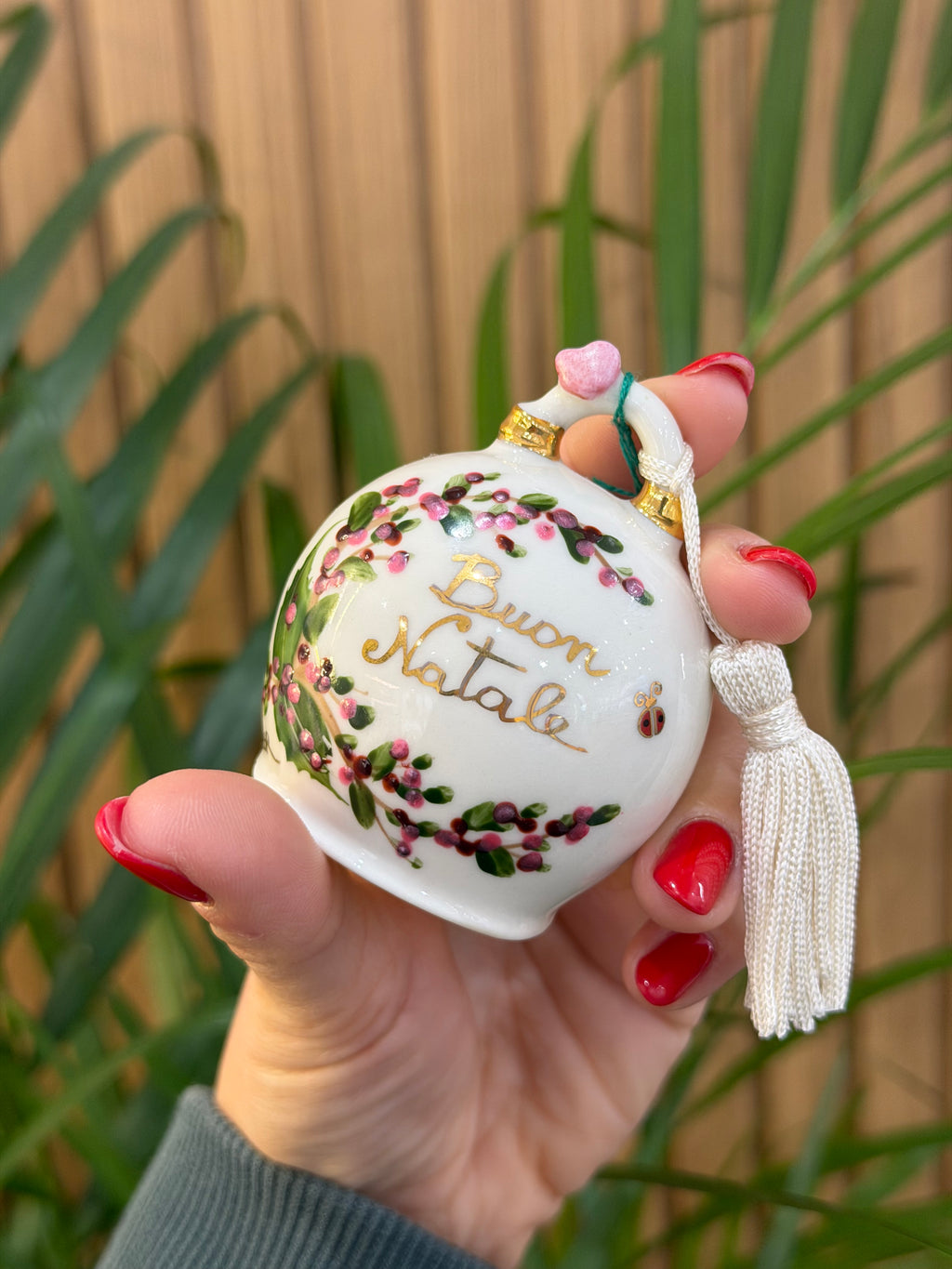 MINI CAMPANELLA BUON NATALE CERAMICA DI CAPODIMONTE