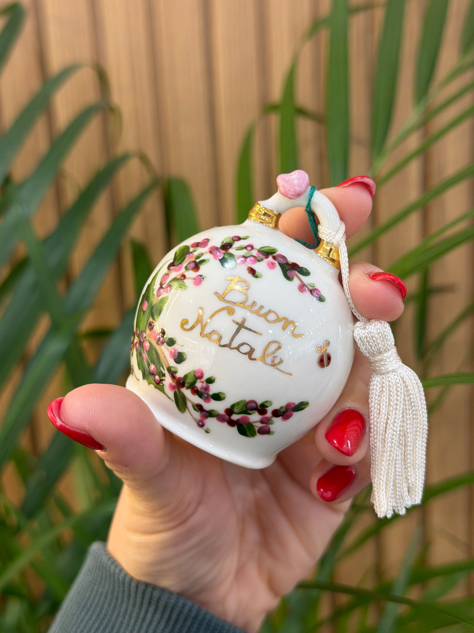 MINI CAMPANELLA BUON NATALE CERAMICA DI CAPODIMONTE